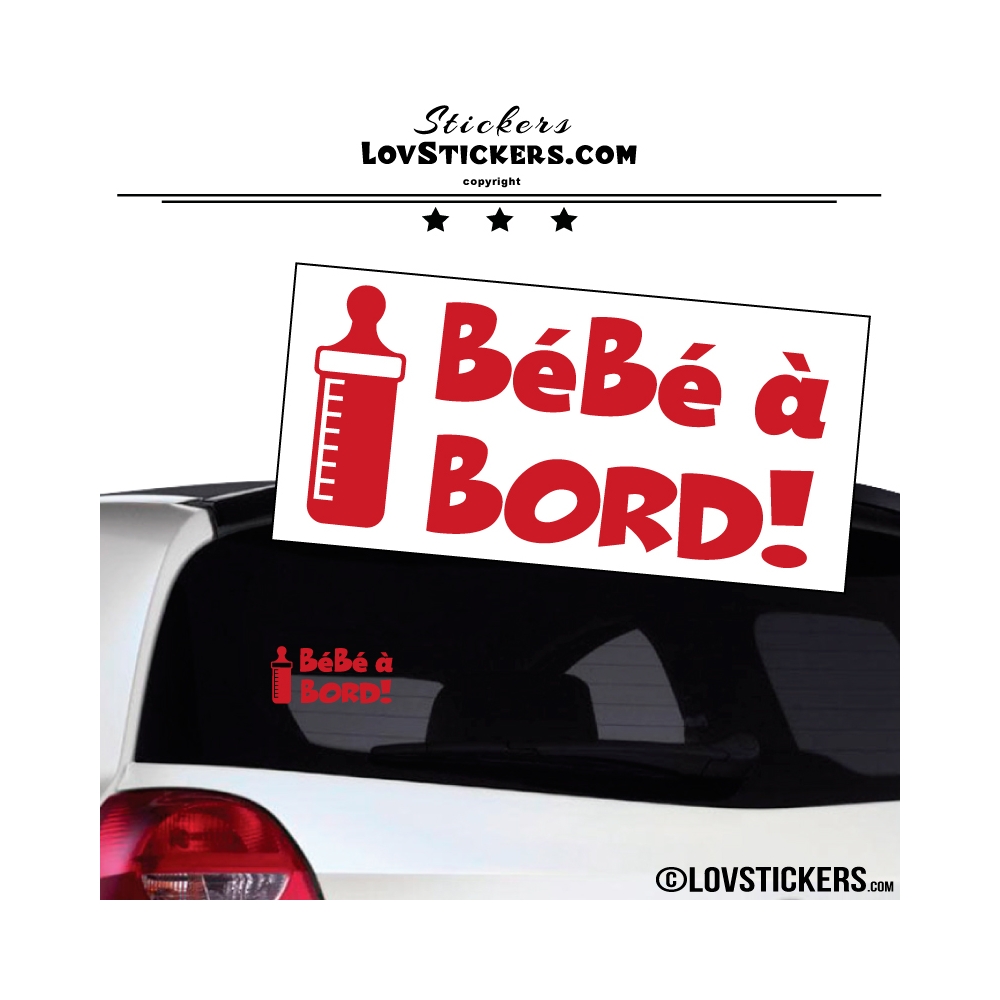 Sticker Bébé à Bord! - Biberon - Securité enfant voiture