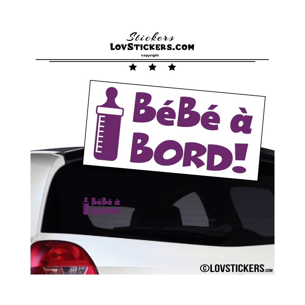 Sticker Bébé à Bord! - Biberon - Securité enfant voiture