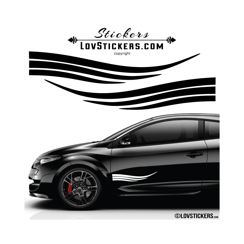 2 Bandes Latérales Tuning Voiture - Stickers Decoration 2 Bandes Latérales Tuning Voiture - Stickers Decoration