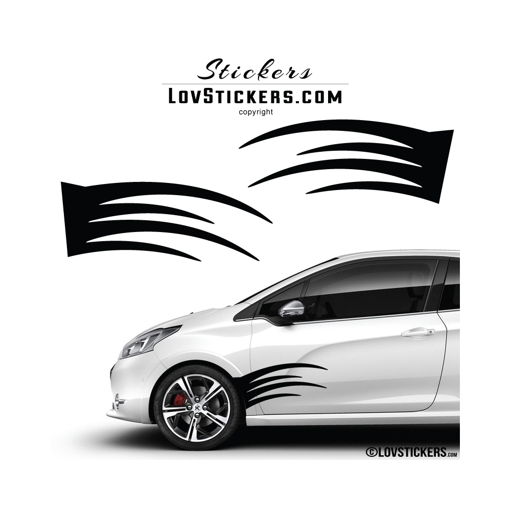 2 Stickers Tribal Tuning Voiture - Stickers de Decoration Couleur Exterieur  Noir