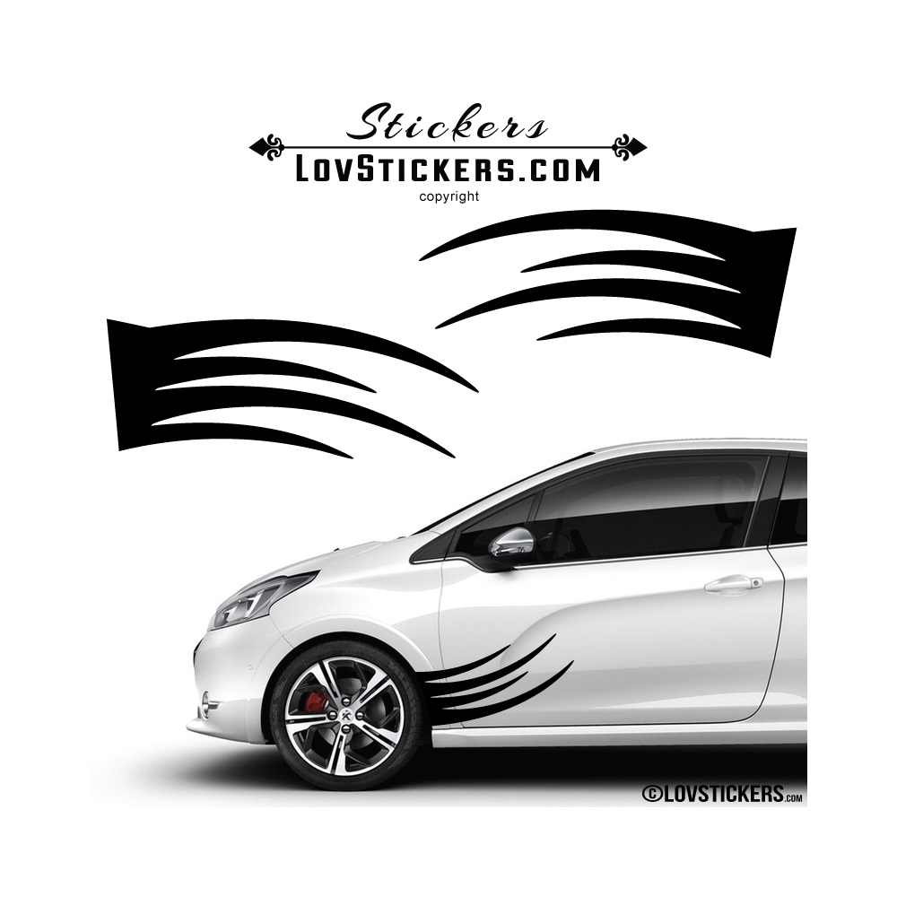 2 Tribal Tuning Voiture - Stickers Decoration Couleur Exterieur Noir