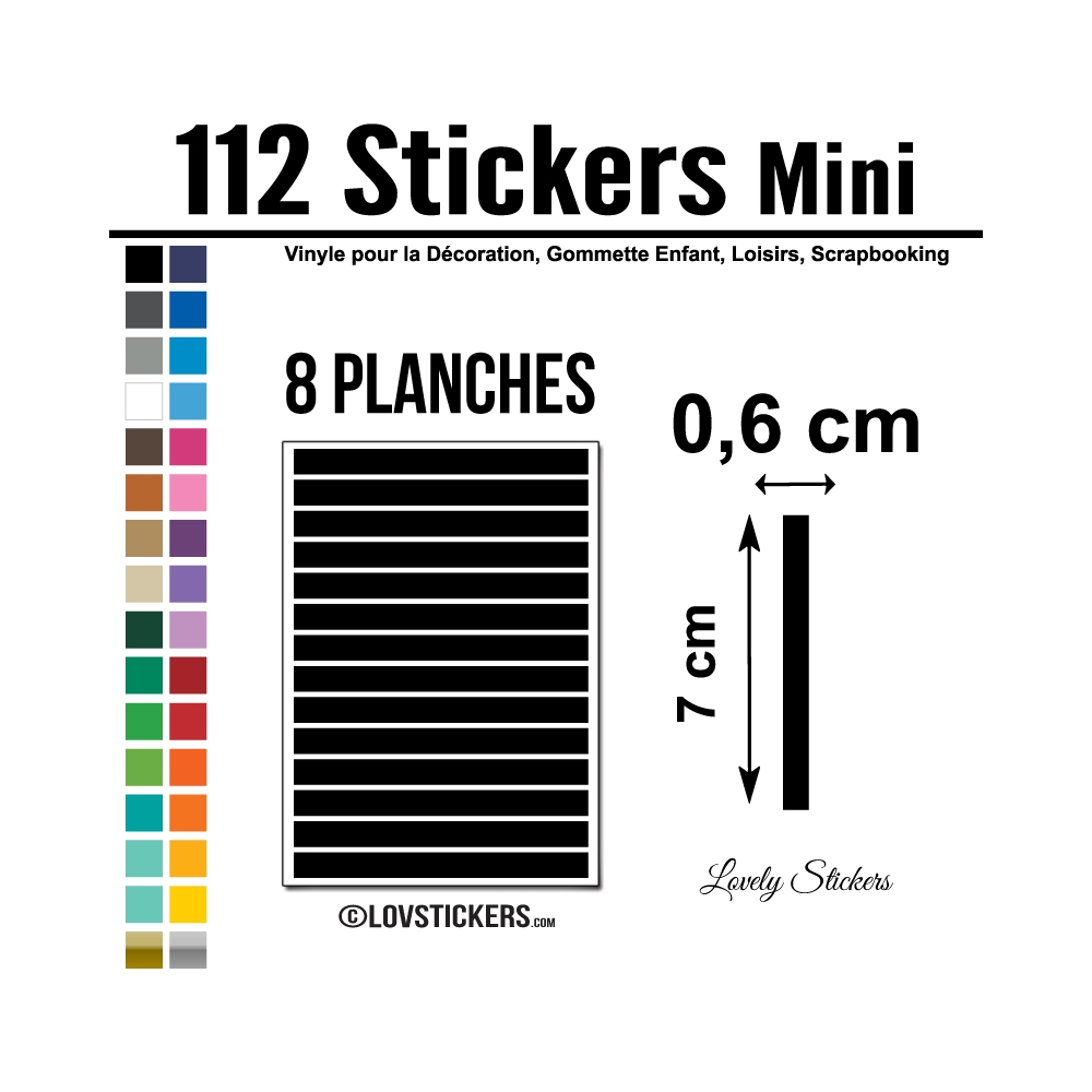 112 Stickers Ligne 0,6cm - Décoration Gommette Loisirs - Vinyle Repositionnable