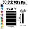 80 Stickers Lignes Mixte - Décoration Gommette Loisirs - Vinyle Repositionnable