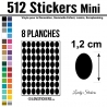 512 Stickers Ovale 1,2cm - Décoration Gommette Loisirs - Vinyle Repositionnable