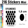 216 Stickers Ovale 1,8cm - Décoration Gommette Loisirs - Vinyle Repositionnable