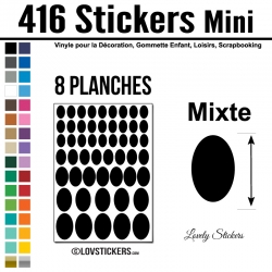 416 Stickers Ovale Mixte - Décoration Gommette Loisirs - Vinyle Repositionnable