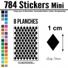 784 Stickers Losange 1cm - Décoration Gommette Loisirs - Vinyle Repositionnable