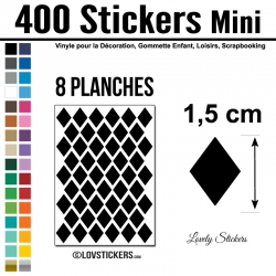 400 Stickers Losange 1,5cm - Décoration Gommette Loisirs - Vinyle Repositionnable