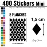 400 Stickers Losange 1,5cm - Décoration Gommette Loisirs - Vinyle Repositionnable