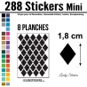 288 Stickers Losange 1,8cm - Décoration Gommette Loisirs - Vinyle Repositionnable