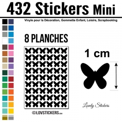 432 Stickers Papillon 1cm - Décoration Gommette Loisirs - Vinyle Repositionnable