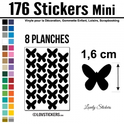 176 Stickers Papillon 1,6cm - Décoration Gommette Loisirs - Vinyle Repositionnable