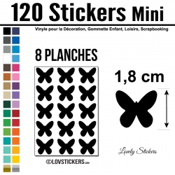 120 Stickers Papillon 1,8cm - Décoration Gommette Loisirs - Vinyle Repositionnable