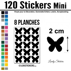 120 Stickers Papillon 2cm - Décoration Gommette Loisirs - Vinyle Repositionnable