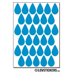 264 Stickers Goutte d'eau 1,8cm - Décoration Gommette Loisirs - Vinyle Repositionnable