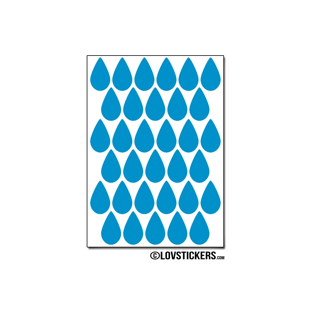 264 Stickers Goutte d'eau 1,8cm - Décoration Gommette Loisirs - Vinyle Repositionnable