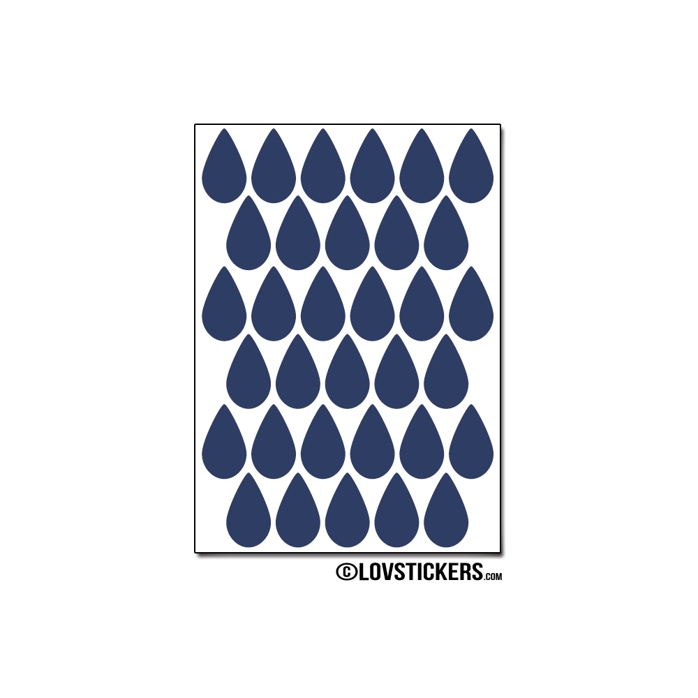 264 Stickers Goutte d'eau 1,8cm - Décoration Gommette Loisirs - Vinyle Repositionnable