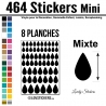 464 Stickers Goutte d'eau mixte - Décoration Gommette Loisirs - Vinyle Repositionnable