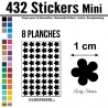 432 Stickers Fleur 1cm - Décoration Gommette Loisirs - Vinyle Repositionnable