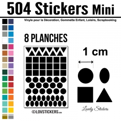 504 Stickers Mixte 1cm - Décoration Gommette Loisirs - Vinyle Repositionnable