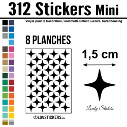 312 Stickers Etoiles 1,5cm - Décoration Gommette Loisirs - Vinyle Repositionnable