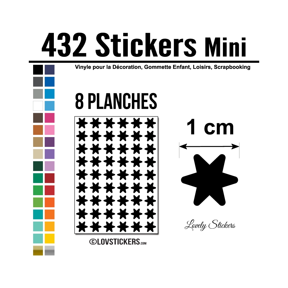 352 Flèches 1 cm - Stickers mini gommettes Couleur Noir