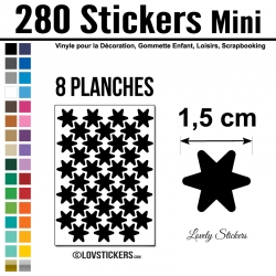 280 Stickers Etoiles 1,5cm - Décoration Gommette Loisirs - Vinyle Repositionnable