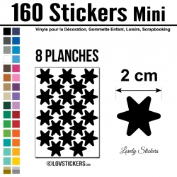 160 Stickers Etoiles 2cm - Décoration Gommette Loisirs - Vinyle Repositionnable