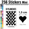 256 Stickers Coeur 1,5cm - Décoration Gommette Loisirs - Vinyle Repositionnable