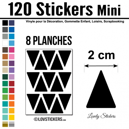 120 Triangles 2 cm - Modèle No2 - Gommette Triangle Deco Repositionnable en Vinyle