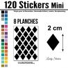 120 Stickers Losange 2 cm - Décoration Gommette Loisirs - Vinyle Repositionnable