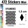 472 Stickers Losange 1,5 cm - Décoration Gommette Loisirs - Vinyle Repositionnable