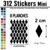 312 Stickers Losange 2 cm - Décoration Gommette Loisirs - Vinyle Repositionnable