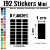 192 Stickers Rectangle 1 cm - Décoration Gommette Loisirs - Vinyle Repositionnable