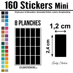 160 Stickers Rectangle 1,2 cm - Décoration Gommette Loisirs - Vinyle Repositionnable