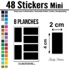 48 Stickers Rectangle 2 cm - Décoration Gommette Loisirs - Vinyle Repositionnable