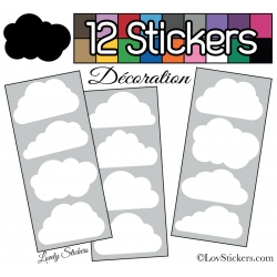 12 Stickers Nuage Mixte - Autocollant Décoration Intérieur