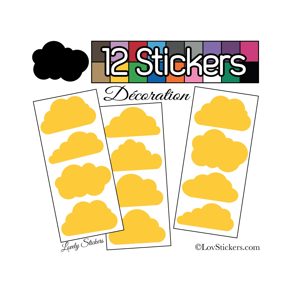 12 Stickers Nuage Mixte - Autocollant Décoration Intérieur
