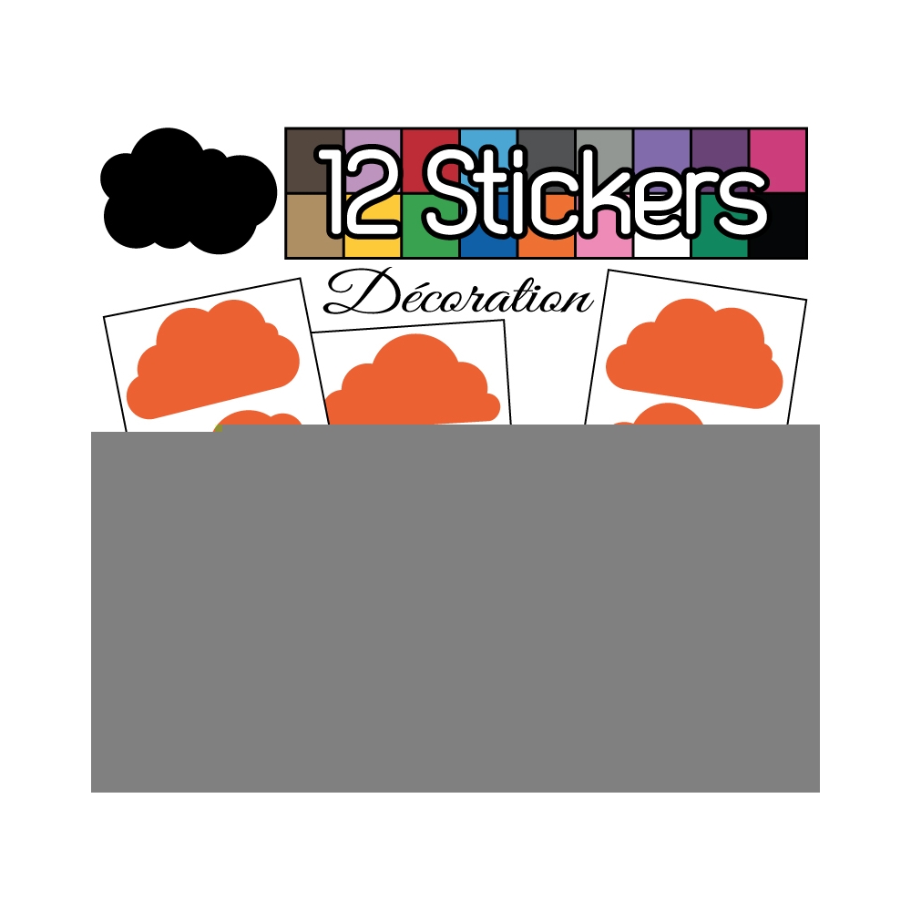 12 Stickers Nuage Mixte - Autocollant Décoration Intérieur