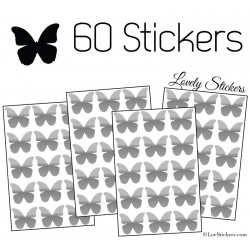 60 Stickers Papillons 3CM - Autocollant decoration