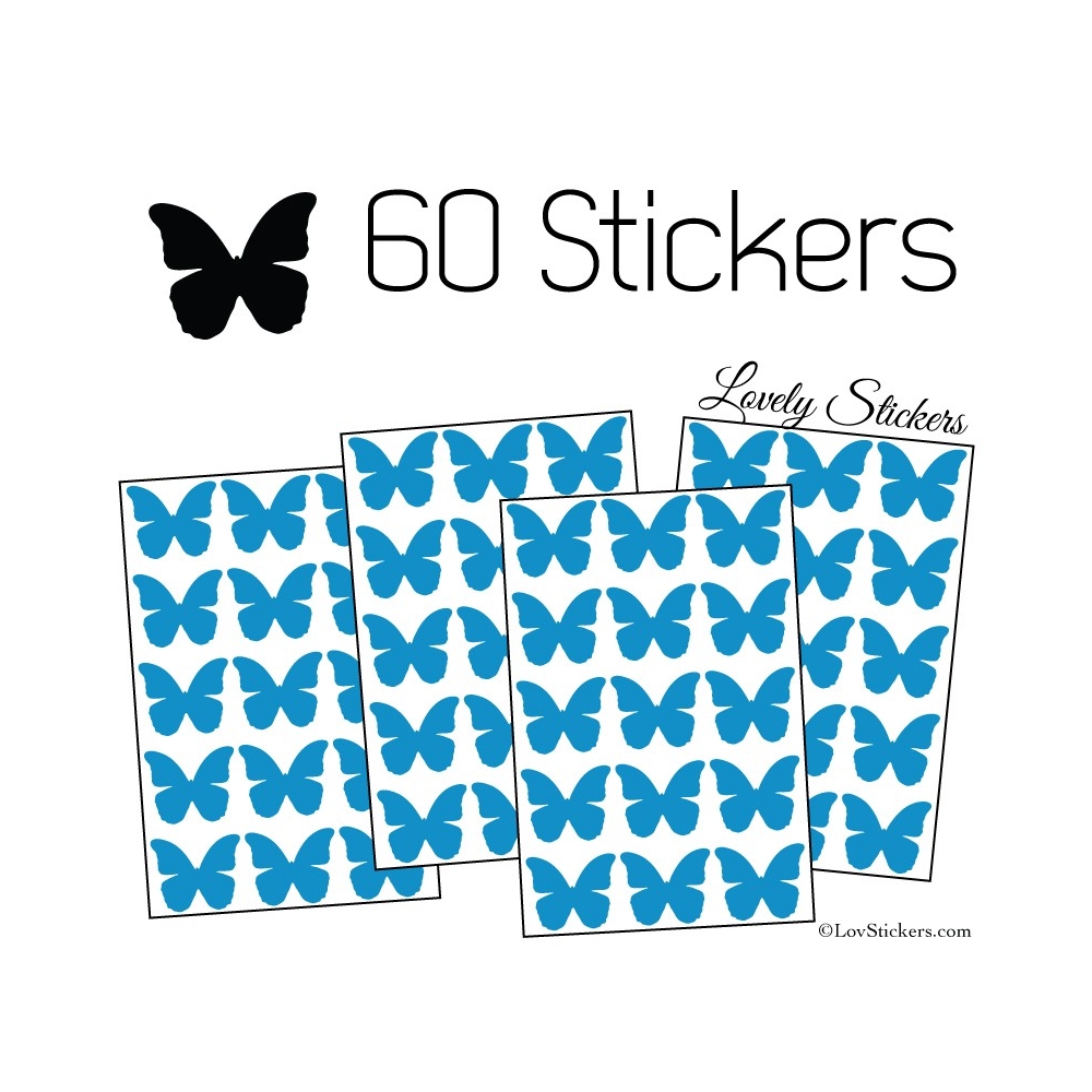 60 Stickers Papillons 3CM - Autocollant decoration