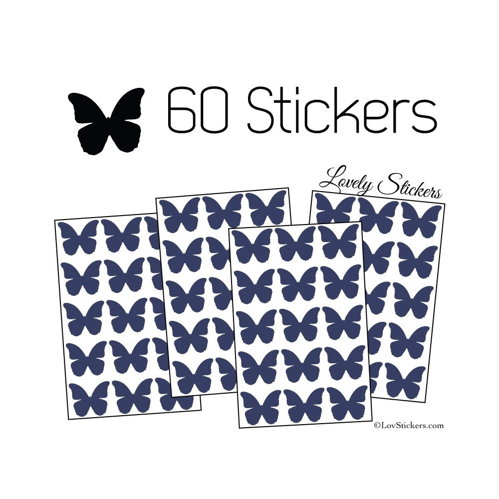 60 Stickers Papillons 3CM - Autocollant decoration