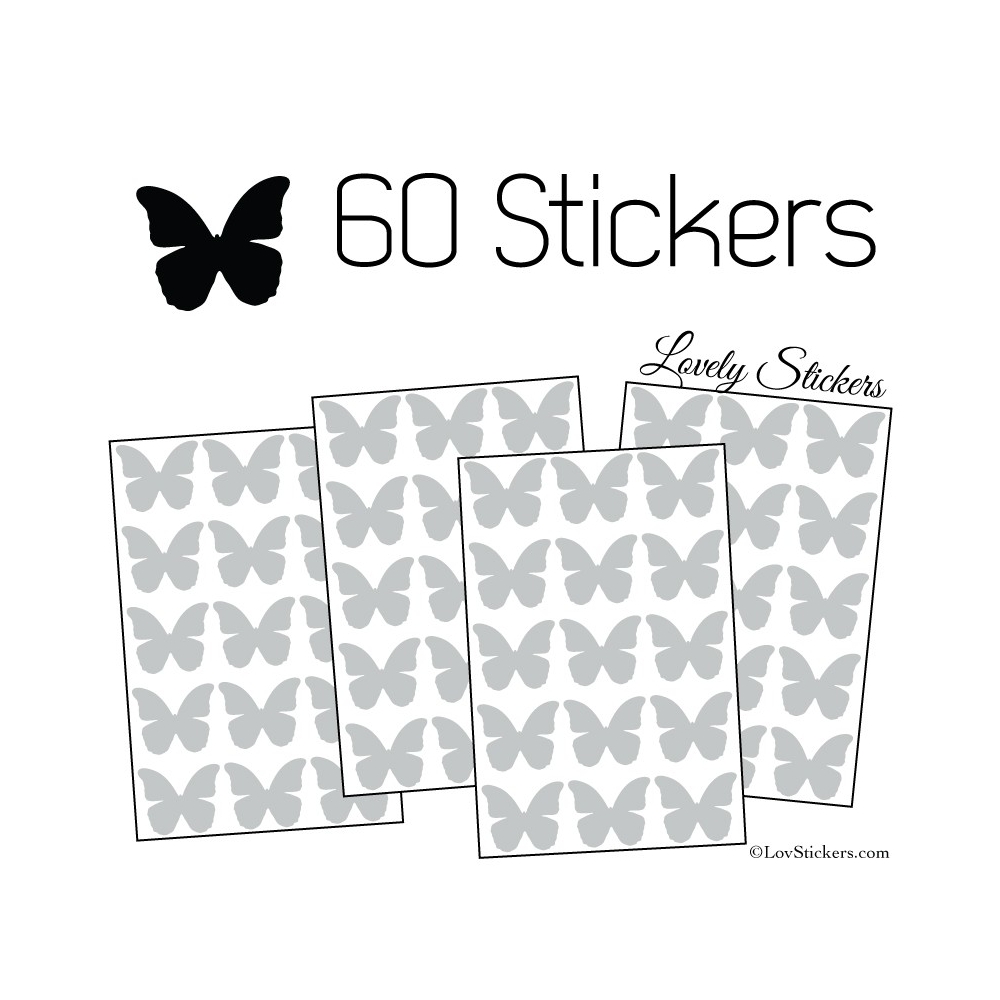 60 Stickers Papillons 3CM - Autocollant decoration