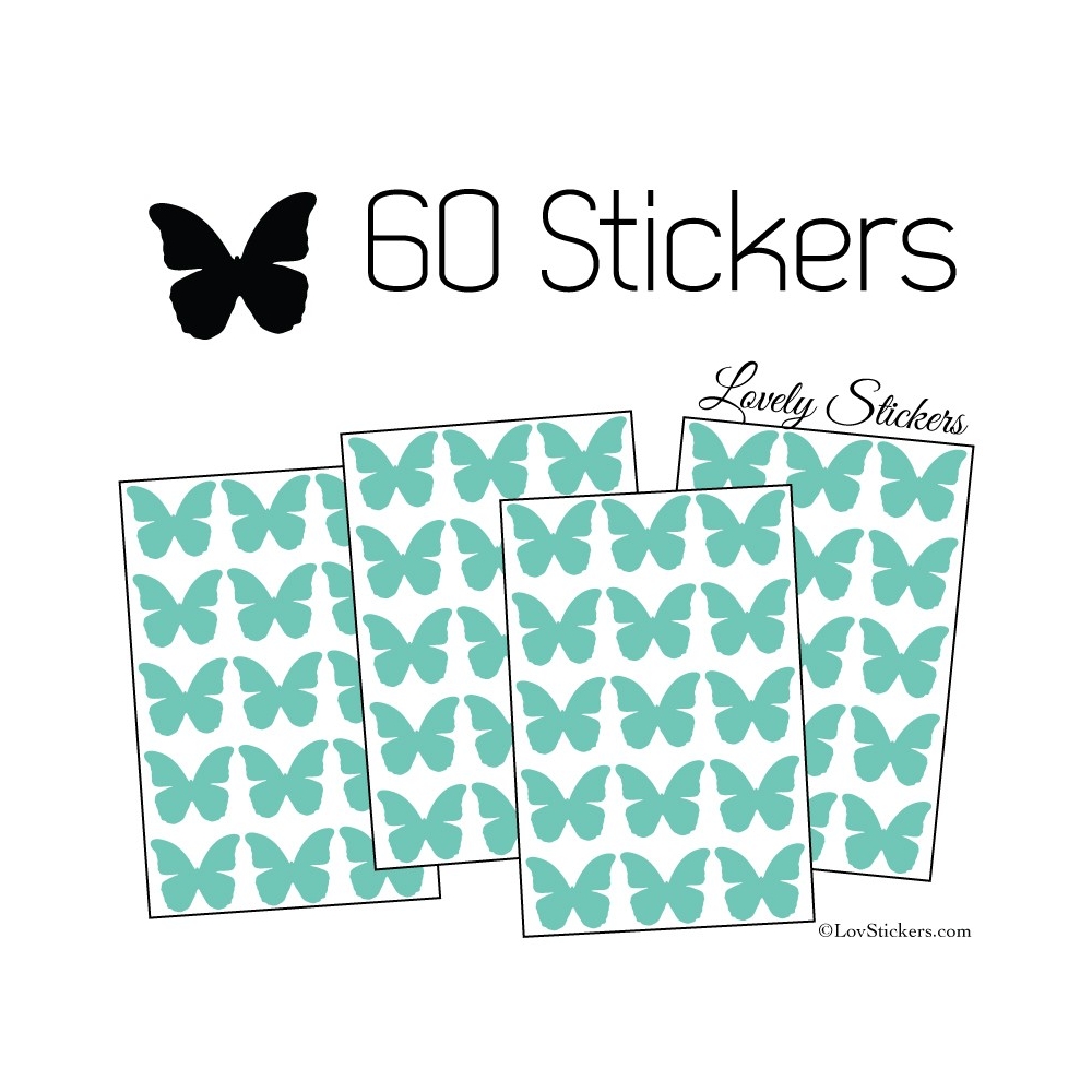 60 Stickers Papillons 3CM - Autocollant decoration