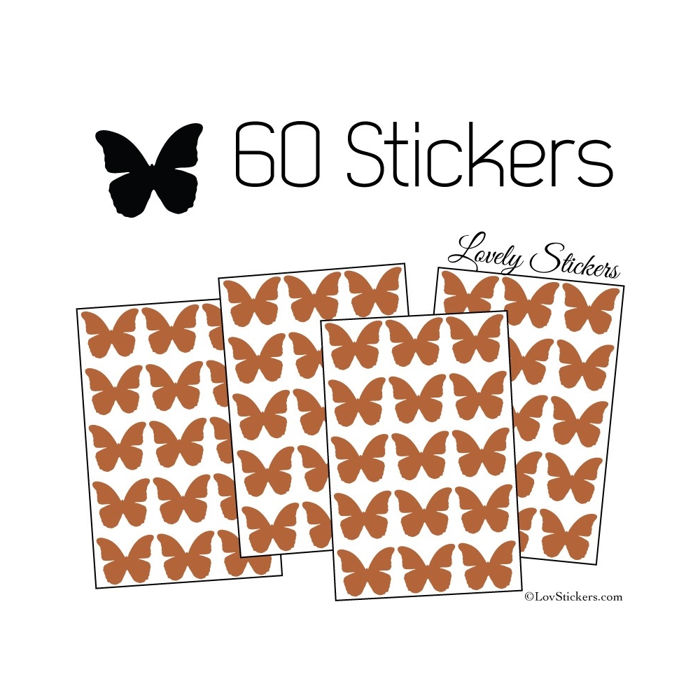 60 Stickers Papillons 3CM - Autocollant decoration