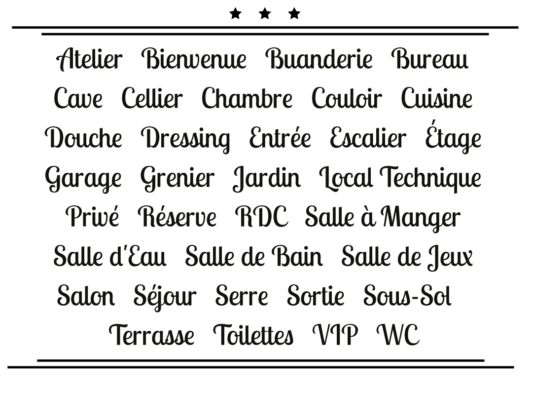 Stickers porte bureau chambre buanderie cuisine